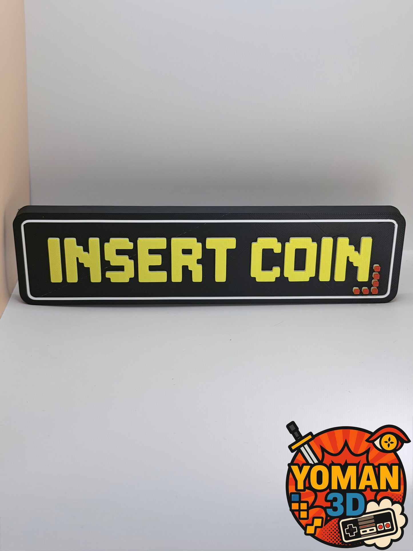 INSERT COIN – Plaque décorative rétro gaming 15 cm