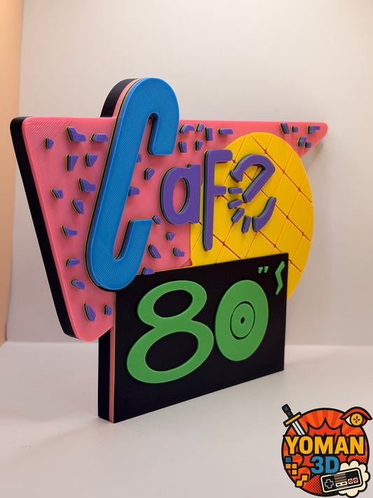 Café 80’s – Logo décoratif 20 cm – Déco rétro années 80