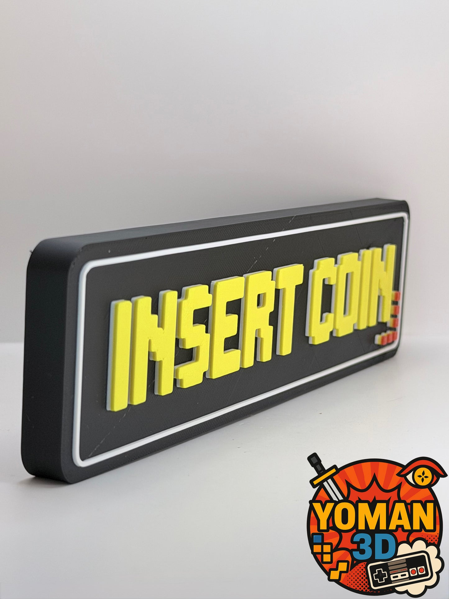 INSERT COIN – Plaque décorative rétro gaming 15 cm