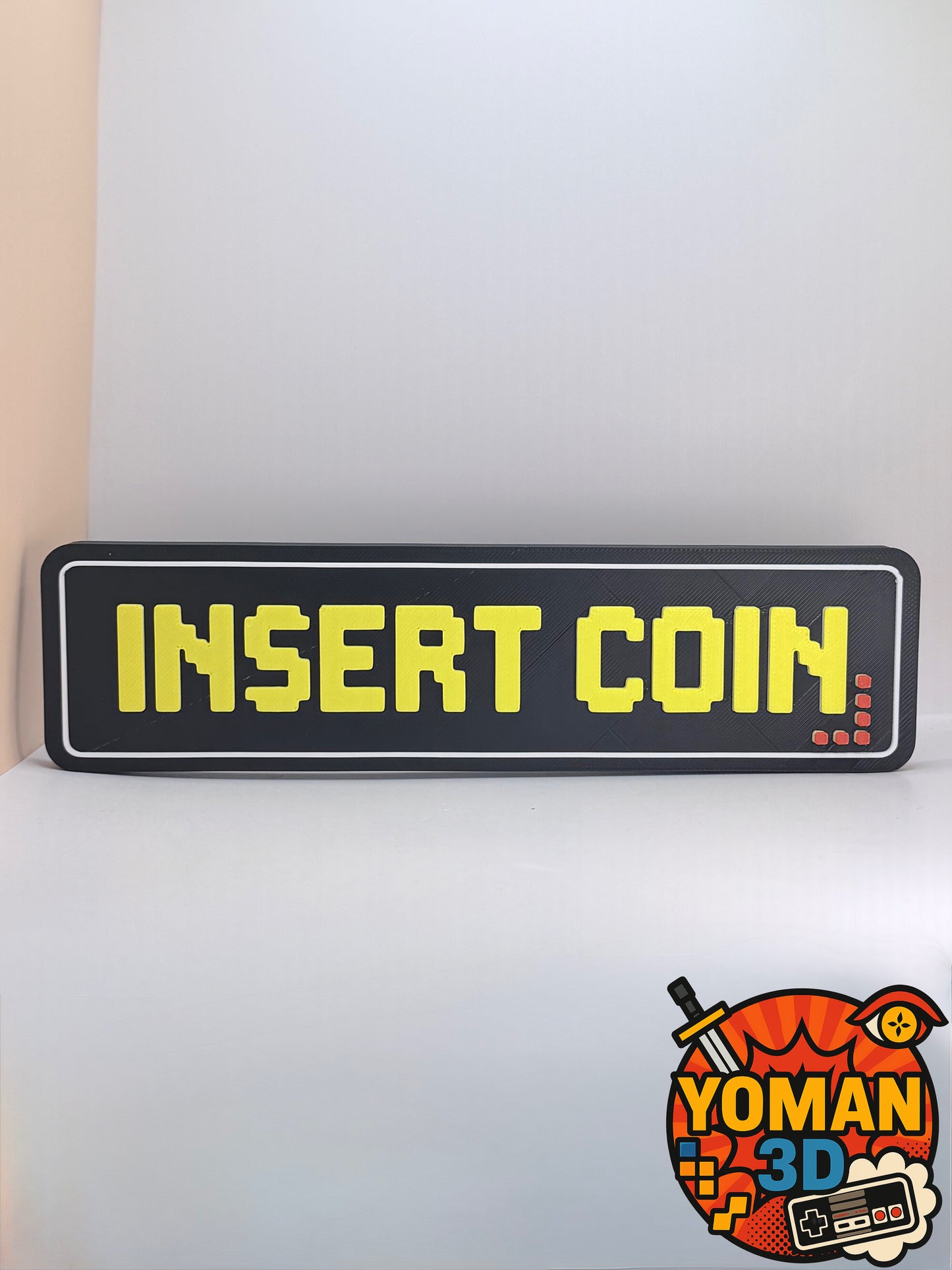INSERT COIN – Plaque décorative rétro gaming 15 cm