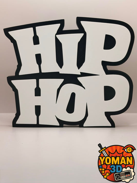 15 cm – Hip Hop – Logo décoratif culture urbaine noir et blanc