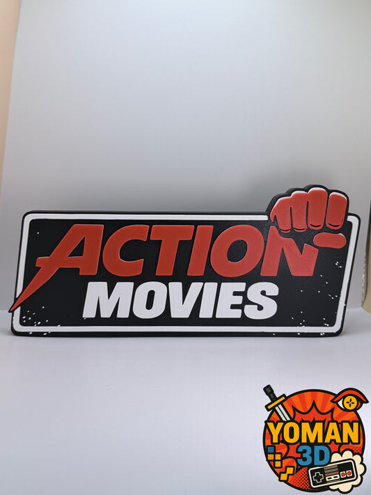 20 cm – Action Movies – Catégorie Films d’action – Logo décoratif cinéma